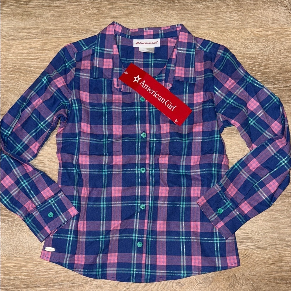 American Girl Pretty Plaid Shirt Size 8 Nwt — image 2 of 7